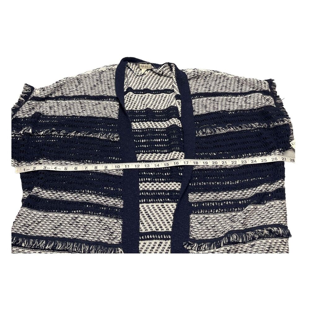 Style&co. Cardigan Sweater Womens XL White Navy Striped Cotton Knit Short Sleeve - Picture 4 of 8
